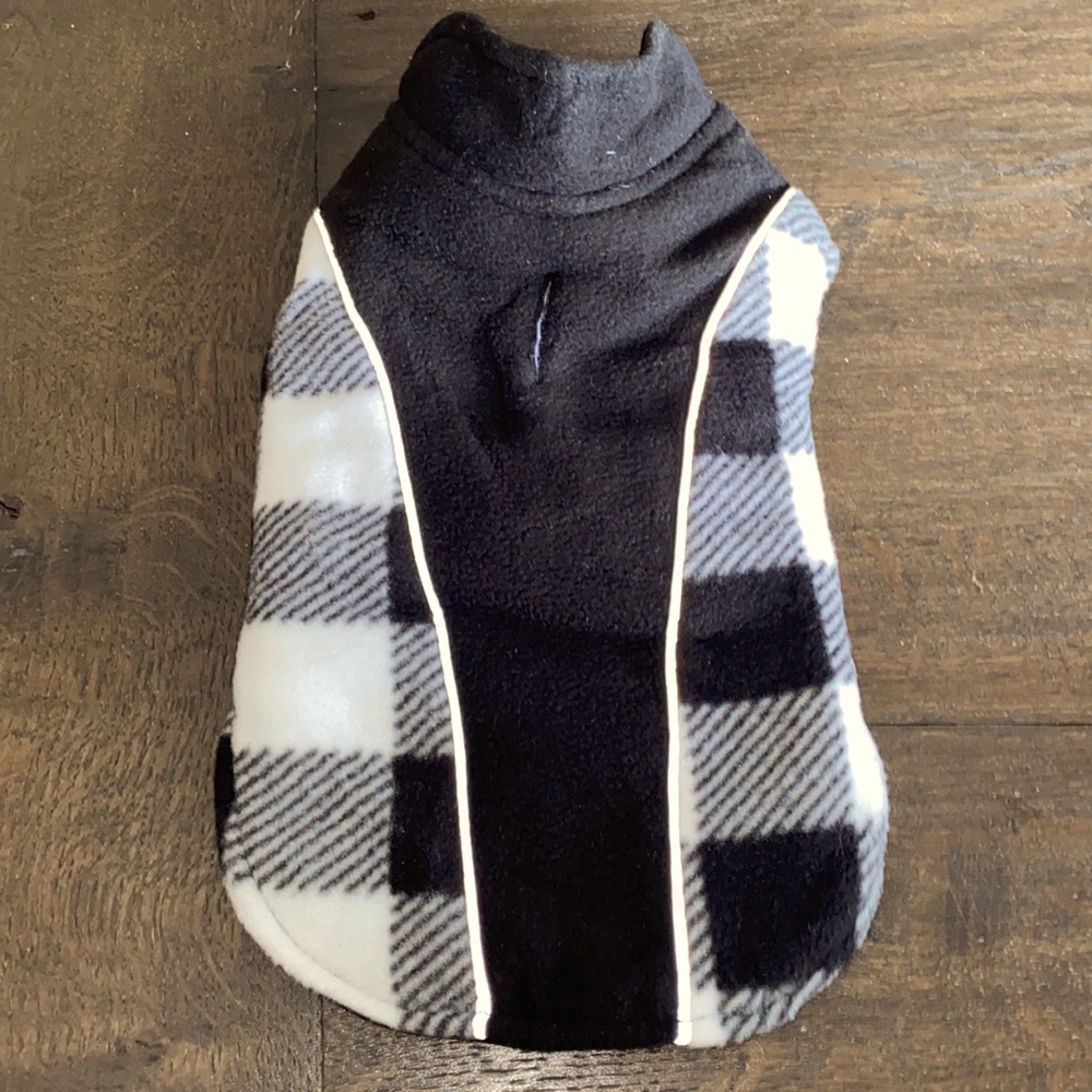 Black & White Buffalo Plaid Puppy Coat XS